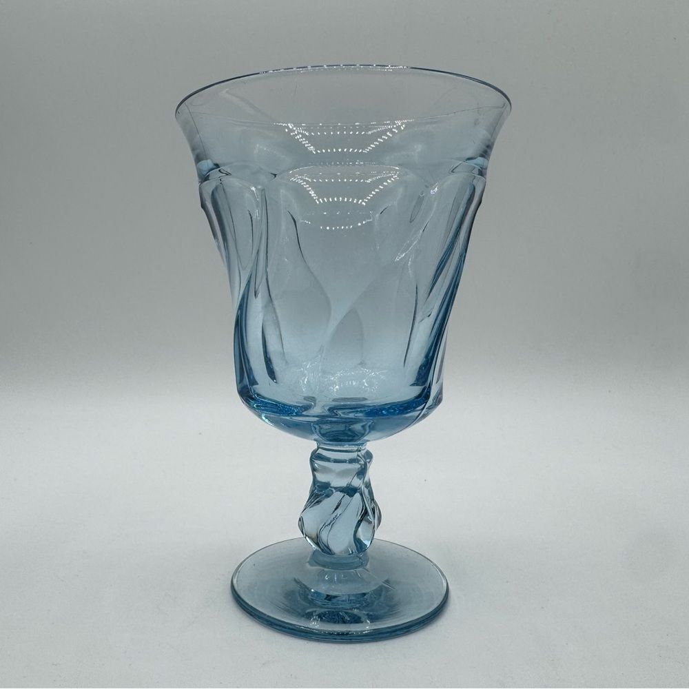 Vintage Fostoria Glass Jamestown Blue Swirl Goblet